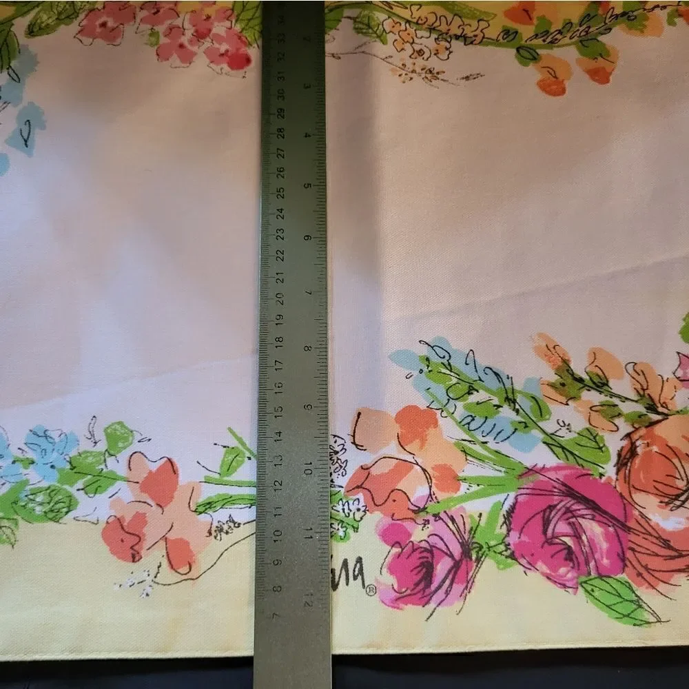 Vintage Pristine '70'S Set Of 2 Vera Neumann Placemats Yellow Flora 17